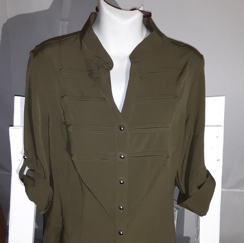 Military style buttondown blouse